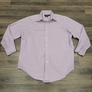 Lauren Ralph Lauren Classic Fit Non Iron Purple Gingham Dress Shirt 16 1/2 32/33